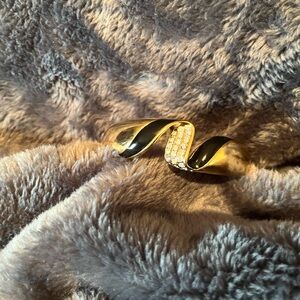 Vintage Premier Jewelry Gold and Black Twisted Cuff Bracelet with Crystal Accent